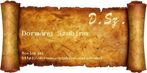 Dormány Szabina névjegykártya